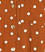 John Mark Embroidered Polka Dot Cinch Tie Sleeve Button Front Tunic, Color:Tobacco - Image 6