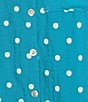 John Mark Embroidered Polka Dot Cinch Tie Sleeve Button Front Tunic, Color:Peacock - Image 6