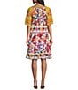 Color:Floral Multiple - Image 2 - Embroidered Scoop Neck Multi-Print Knee Length Dress