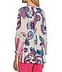Color:Multiple - Image 5 - Embroidered Split Neck 3/4 Sleeve Tie Front Tunic