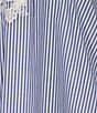 Color:Multi - Image 6 - Embroidered Stripe Print Split V Neck 3/4 Sleeve Hi-Low Hem Tunic