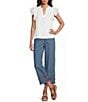 John Mark Embroidered Wide Leg Pull-On Cropped Pants - Image 3