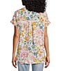 Color:Floral Multi - Image 2 - Floral Multi Print Wire Collar Short Sleeve Button Front Camp Shirt
