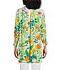 John Mark Floral Point Collar 3/4 Sleeve Button Front Tunic, Color:Floral Multi - Image 2