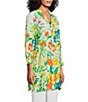 John Mark Floral Point Collar 3/4 Sleeve Button Front Tunic, Color:Floral Multi - Image 3