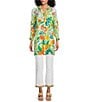 John Mark Floral Point Collar 3/4 Sleeve Button Front Tunic, Color:Floral Multi - Image 5