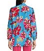 Color:Floral Multi - Image 2 - Floral Print Point Collar 3/4 Sleeve Button Front Top