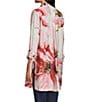 John Mark Floral Wire Collar Long Roll-Tab Sleeve Hi-Low Hem Button-Front Tunic, Color:Pink Floral - Image 4