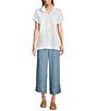 John Mark Frayed Pull-On Wide Leg Pants, Color:Light Indigo - Image 3