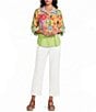 John Mark Front Button Detail Wide Leg Ankle Pants - Image 3