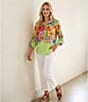 John Mark Front Button Detail Wide Leg Ankle Pants - Image 5