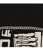 Color:Black White - Image 4 - Geometric Embroidered Split Neck 3/4 Flounce Sleeve Merrow Edge Woven Tunic