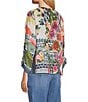 John Mark Geometric Floral Border Print Scoop Neck 3/4 Cinched Tie Sleeve Tunic, Color:Multi - Image 4