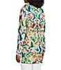 Color:Multiple - Image 5 - Humming Bird Print Wire Collar Roll-Tab Sleeve Button Front Tunic