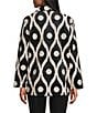 John Mark Ikat Tapestry Long Sleeve Open Front Oversized Jacket, Color:Black/Winter White - Image 2