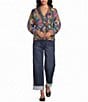 John Mark Knit Allover Print V-Neck Long Sleeve Button Front Cardigan - Image 3