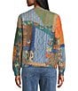John Mark Knit Patchwork Butterfly Print V-Neck Long Sleeve Button Front Cardigan - Image 2