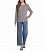 John Mark Knit Space Dyed Round Neck Long Sleeve Top - Image 3