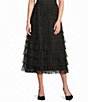 John Mark Knitted Tule Maxi Length Tiered Skirt - Image 1