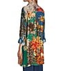 John Mark Large Multi Floral Print Point Collar Long Sleeve Roll Tab Button Up Tunic, Color:Floral Multi - Image 11