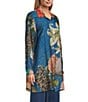 John Mark Large Multi Floral Print Point Collar Long Sleeve Roll Tab Button Up Tunic, Color:Floral Multi - Image 14