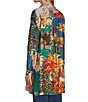 John Mark Large Multi Floral Print Point Collar Long Sleeve Roll Tab Button Up Tunic, Color:Floral Multi - Image 15