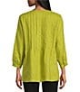 John Mark Linen Y-Neck Roll Tab Sleeve Pintuck Tunic, Color:Chart - Image 6