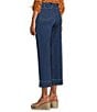 John Mark Mid Waist Wide Leg Patch Pocket Wide Leg Denim Pants, Color:Dark Denim - Image 4