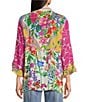 John Mark Mixed Floral Print 3/4 Sleeve Open Front Kimono, Color:Floral Multiple - Image 2