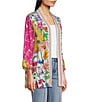 John Mark Mixed Floral Print 3/4 Sleeve Open Front Kimono, Color:Floral Multiple - Image 3