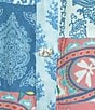 John Mark Multi Print Point Collar Long Roll-Tab Sleeve Button Front Top, Color:Blue - Image 6