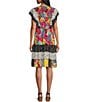 Color:Multi - Image 2 - Multi Print V-Neck Ruffle Short Sleeve Knee Length Dress