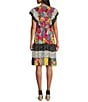 Color:Multi - Image 2 - Multi Print V-Neck Ruffle Short Sleeve Knee Length Dress
