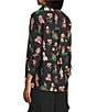 John Mark Petite Size Christmas Novelty Dog Print Wire Collar 3/4 Cinched Tie Sleeve Button-Front Blouse, Color:Black - Image 4