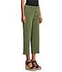 John Mark Petite Size Colored Denim Wide Leg 5-Pocket Frayed Hem Jeans, Color:Olive - Image 3