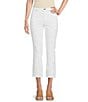 Color:White - Image 1 - Petite Size Embroidered 3-D Flower Crop Jeans