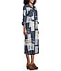John Mark Petite Size Mixed-Media Embroidered Floral Eyelet Patchwork Button-Front Shirt Dress - Image 3