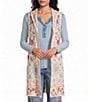 John Mark Petite Size Multi Floral Mandala Embroidery Open-Front Hooded Jacket - Image 1