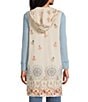 John Mark Petite Size Multi Floral Mandala Embroidery Open-Front Hooded Jacket - Image 2