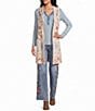 John Mark Petite Size Multi Floral Mandala Embroidery Open-Front Hooded Jacket - Image 3