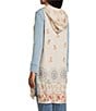 John Mark Petite Size Multi Floral Mandala Embroidery Open-Front Hooded Vest - Image 4