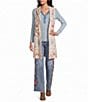 John Mark Petite Size Multi Floral Mandala Embroidery Open-Front Hooded Vest - Image 5