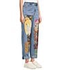 John Mark Petite Size Multi Patch Print 5-Pocket Denim Boyfriend Jeans, Color:Denim - Image 3
