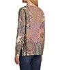 John Mark Petite Size Patchwork Print Crew Neck Long Sleeve Knit Sweater, Color:Multi - Image 4
