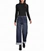 John Mark Petite Size Solid Ribbed Knit Mock Neck Long Sleeve Sweater - Image 3