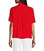 John Mark Petite Size Solid Wire Collar Short Sleeve Button Front Shirt - Image 2