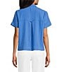 John Mark Petite Size Solid Wire Collar Short Sleeve Button Front Shirt - Image 2