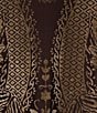 John Mark Petite Size Velvet Burnout Scalloped Stand Collar 3/4 Raglan Puff Cuffed Sleeve Popover Top - Image 4