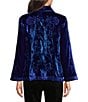 John Mark Petite Size Velvet Embroidered Convertible Collar Long Sleeve Button Front Shirt - Image 2