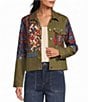 John Mark Petite Size Woven Embroidered Patchwork Floral Lining Point Collar Long Sleeve Button Front Jacket - Image 1